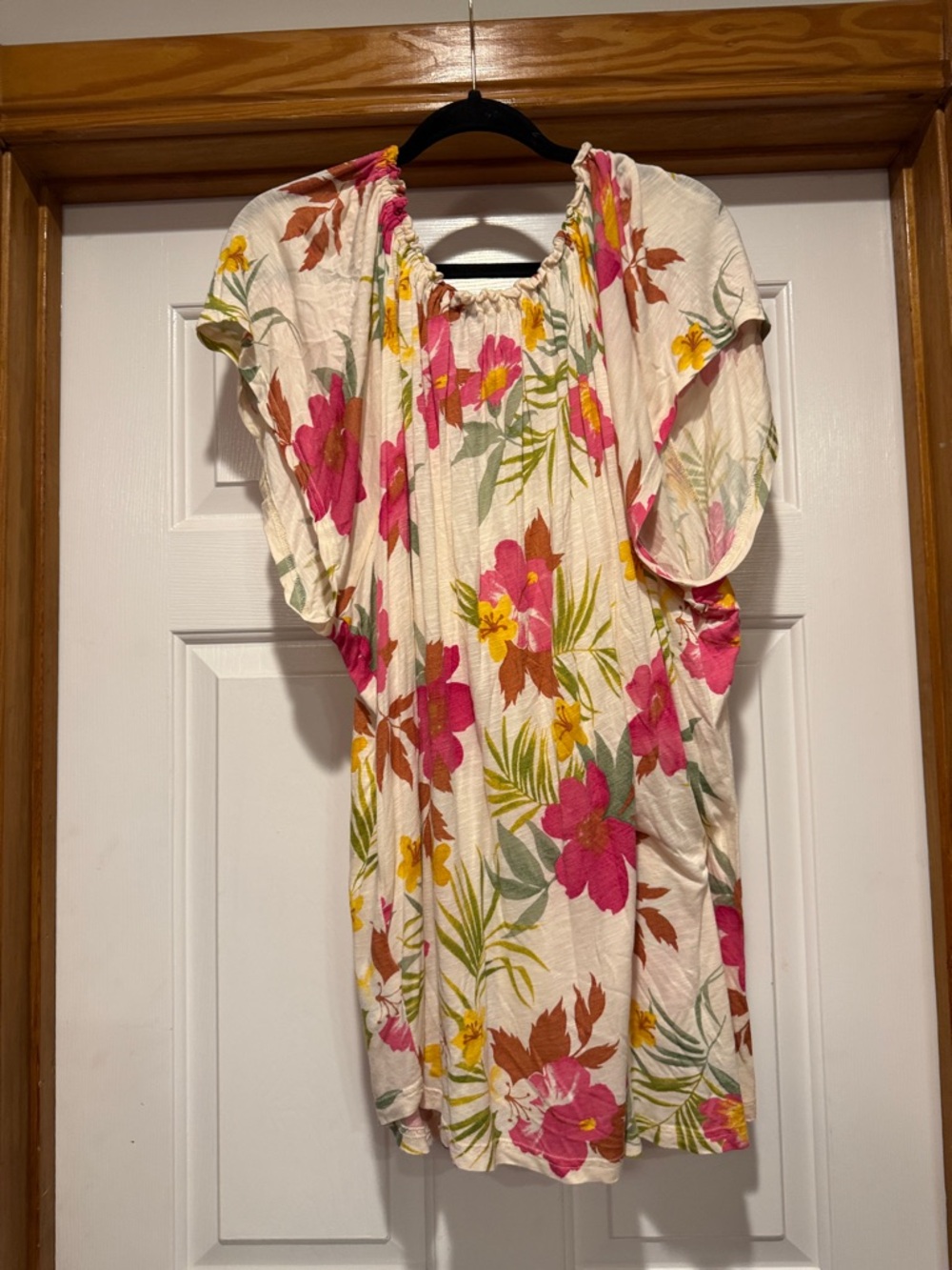 Chaps Cream Floral Peasant Blouse with Pink & Yellow Flowers - Picture 4 of 4
